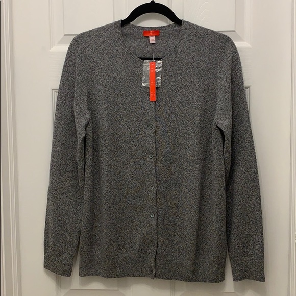 JENNIE LIU Sweaters - Grey Cashmere Button Front Sweater